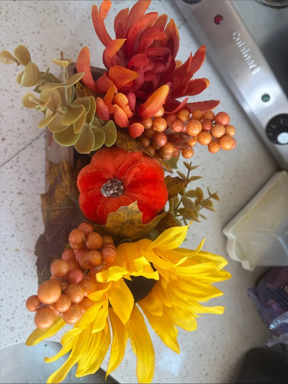 Autumn Harvest Faux Floral Box - OrangeNew 8’ long by 3 inches wide New